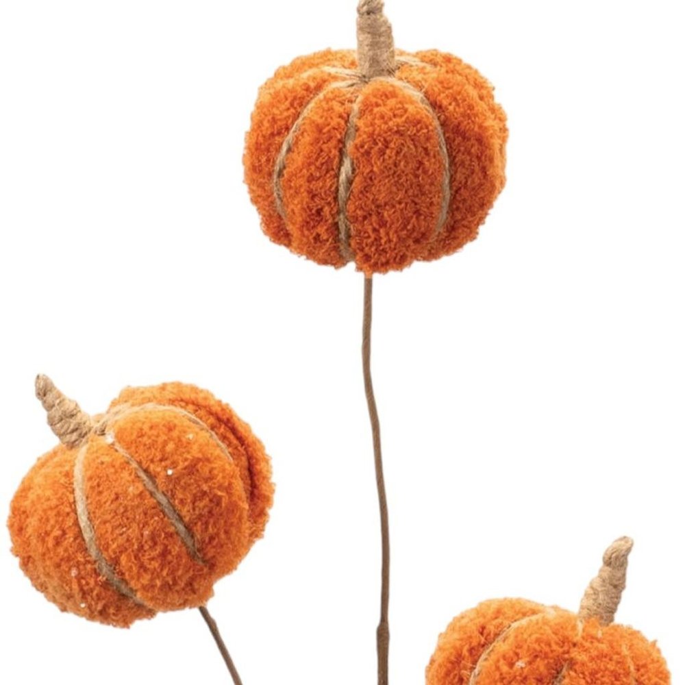 Set of Six Orange and Green Fall Mini Pumpkins Wreath Sprays