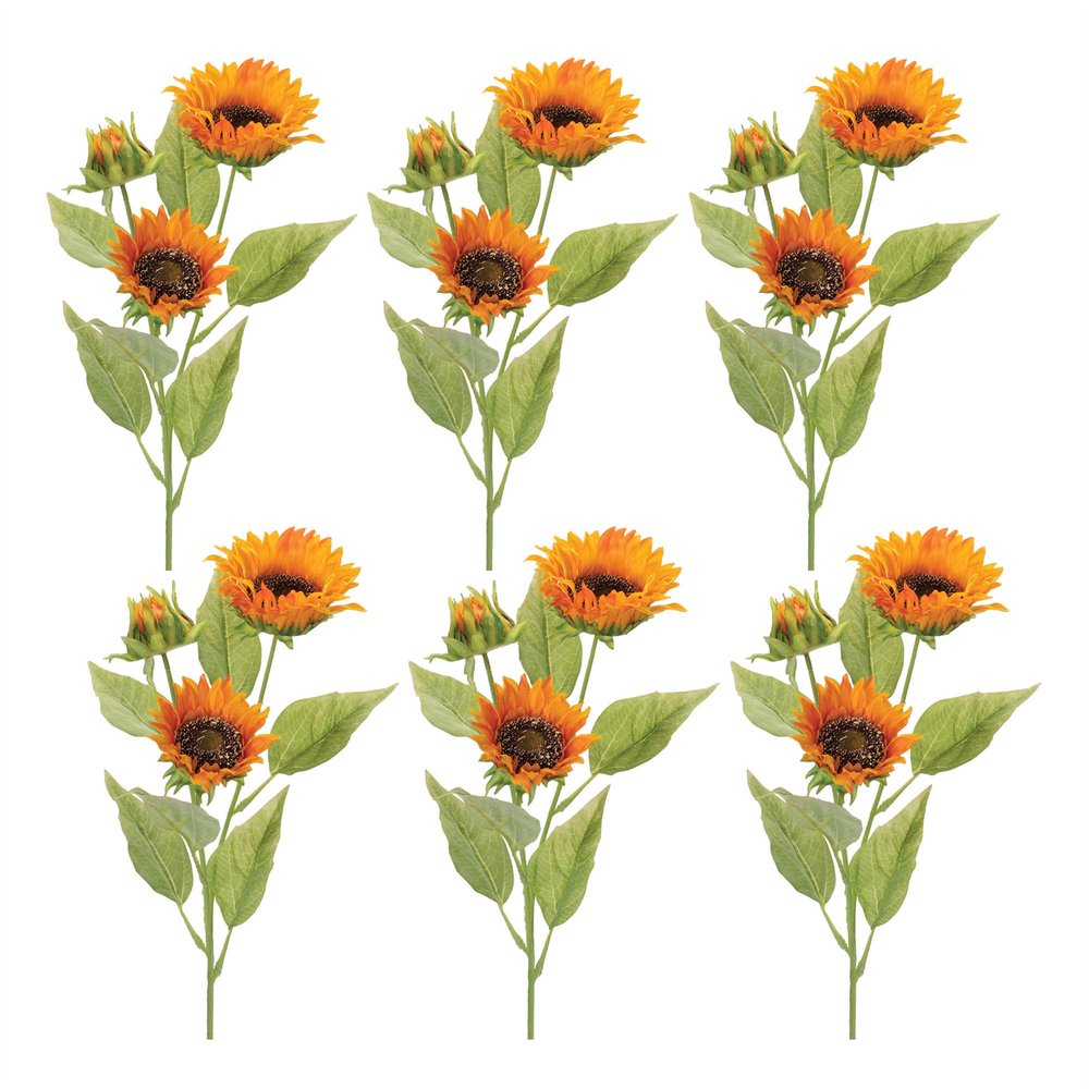 Set of Twelve Yellow And Green Fall Sunflower Wreath Sprays