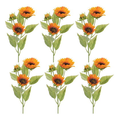 Set of Twelve Yellow And Green Fall Sunflower Wreath Sprays