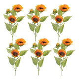 Set of Twelve Yellow And Green Fall Sunflower Wreath Sprays