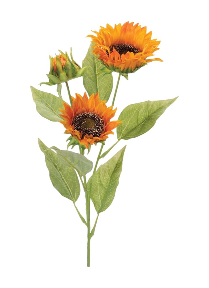 Set of Twelve Yellow And Green Fall Sunflower Wreath Sprays