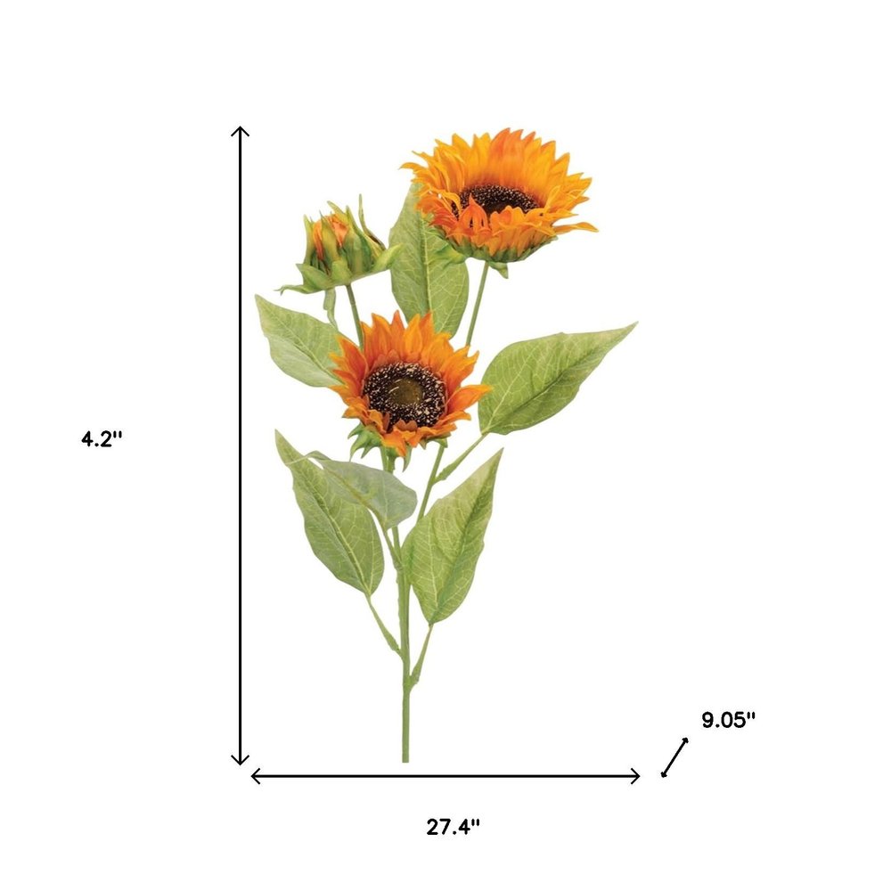 Set of Twelve Yellow And Green Fall Sunflower Wreath Sprays