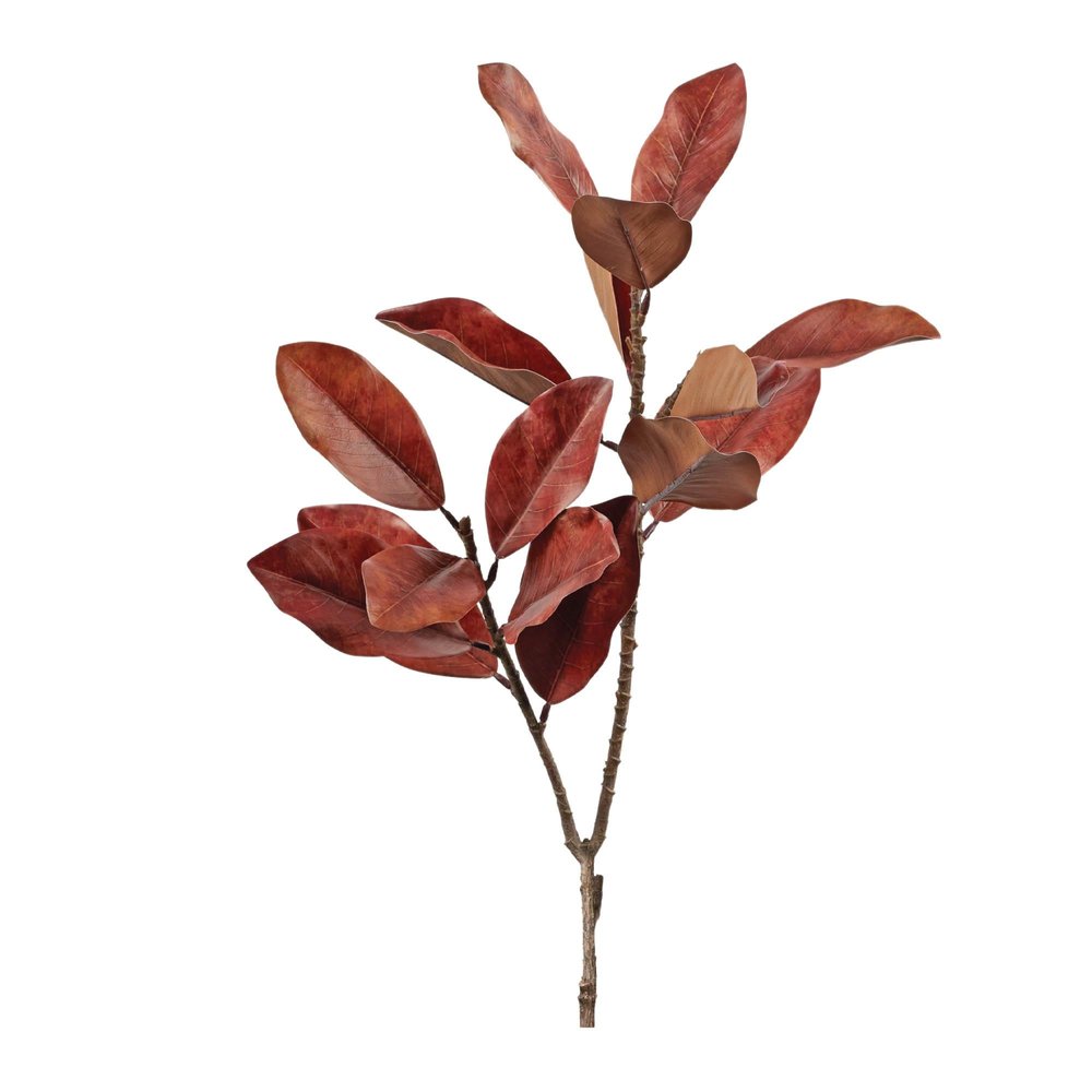 Set of Six Orange Red And Brown Fall Magnolia Leaf Wreath Sprays