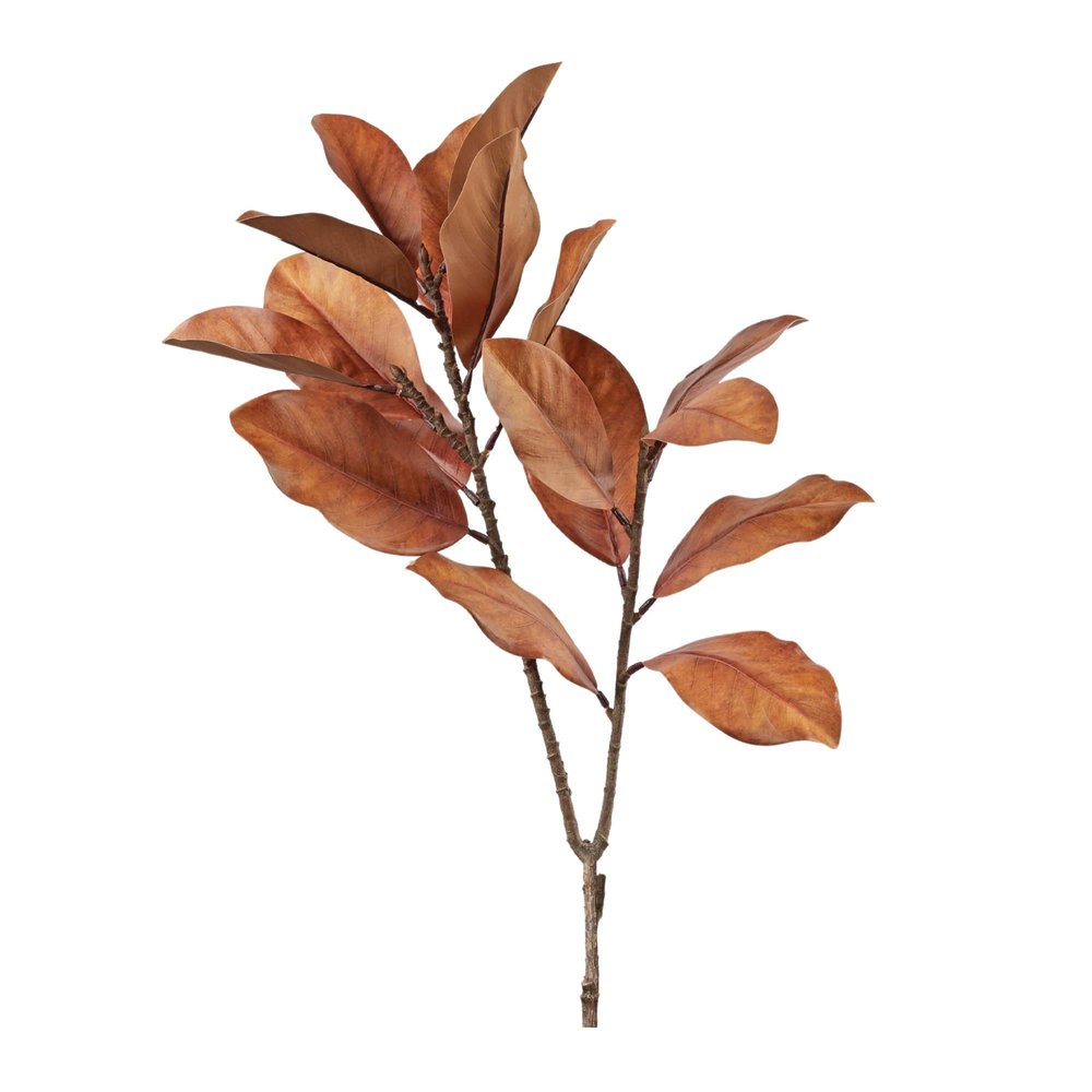 Set of Six Orange Red And Brown Fall Magnolia Leaf Wreath Sprays