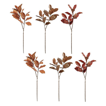 Set of Six Orange Red And Brown Fall Magnolia Leaf Wreath Sprays