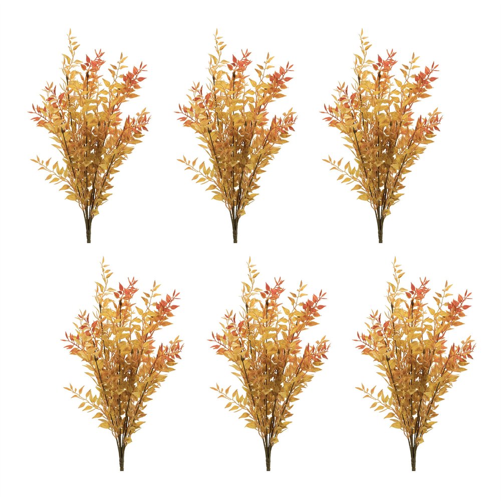 Set of Six Orange And Yellow Fall Foliage Wreath Sprays