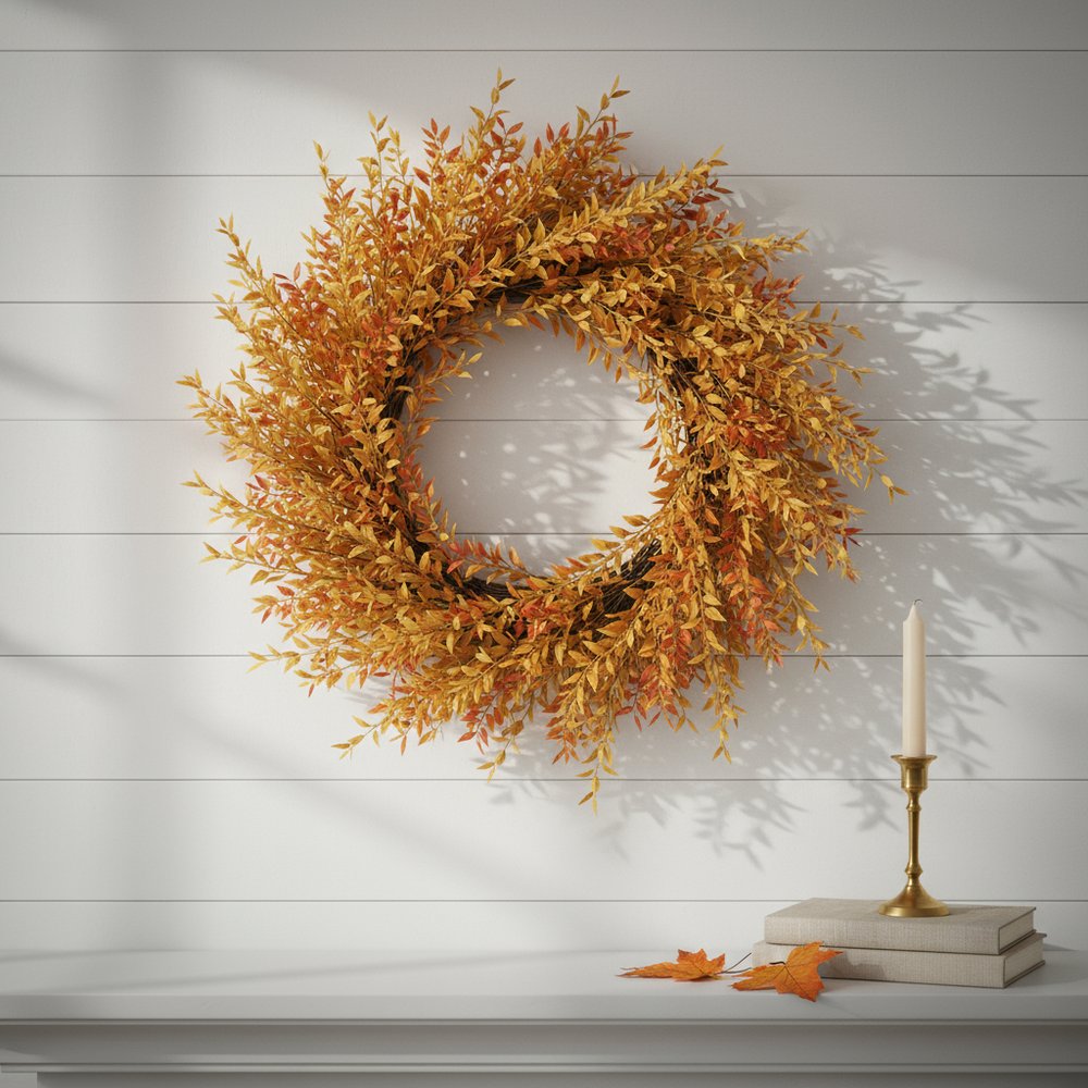 Set of Six Orange And Yellow Fall Foliage Wreath Sprays