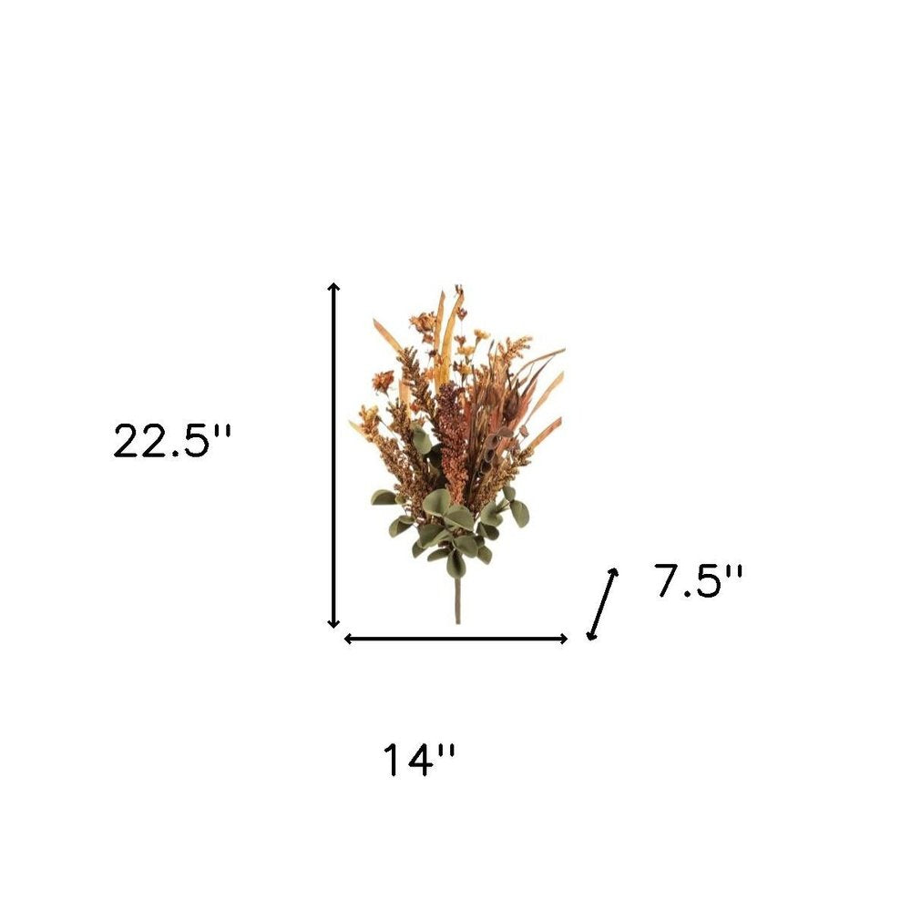 Set of Six 14" Orange Brown And Green Artificial Foliage