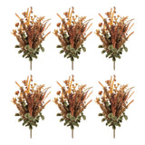 Set of Six 14" Orange Brown And Green Artificial Foliage