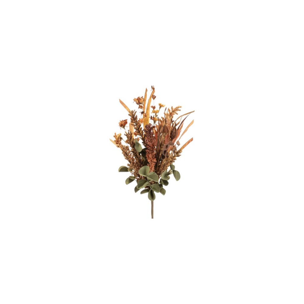 Set of Six 14" Orange Brown And Green Artificial Foliage