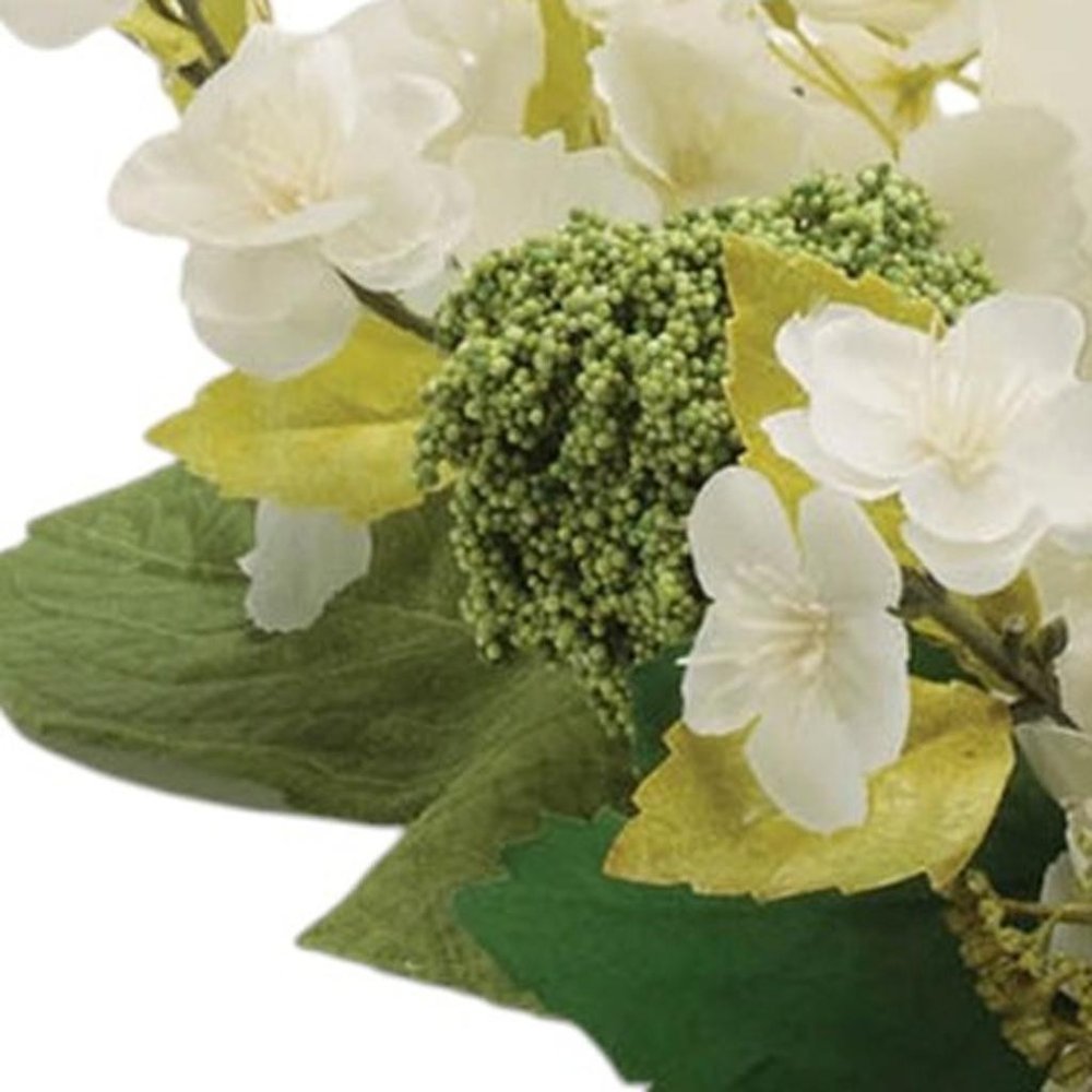 Set of Two 15" White Green And Brown Artificial