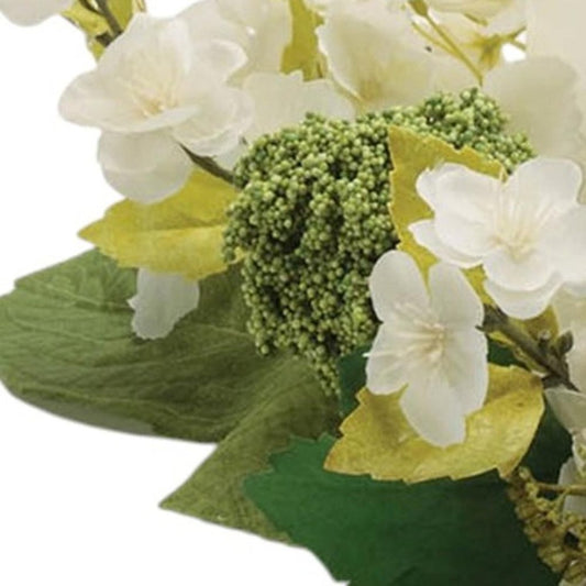 Set of Two 15" White Green And Brown Artificial