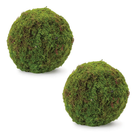 Set of Two 9" Green And Brown Artificial Moss