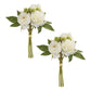 Set of Two 14" White Ivory And Green Artificial Flowering