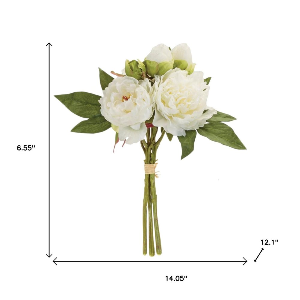 Set of Two 14" White Ivory And Green Artificial Flowering