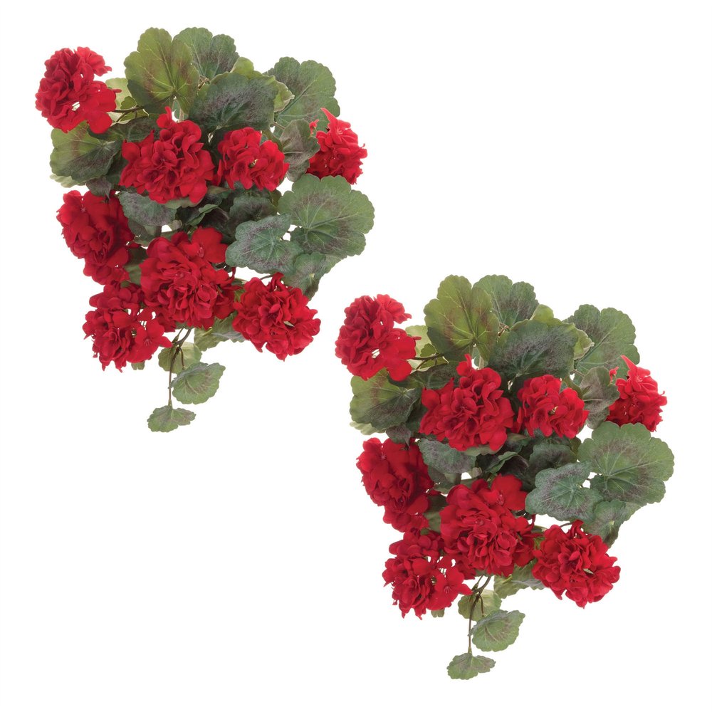 Set of Two 22" Red And Green Artificial Flowering