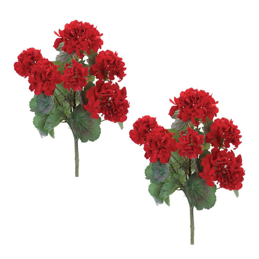 Set of Two 17" Red And Green Artificial Flowering