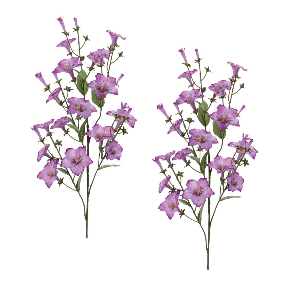 Set of Two 35" Purple Pink And Green Artificial Flowering