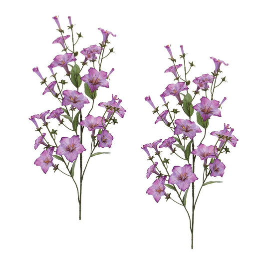 Set of Two 35" Purple Pink And Green Artificial Flowering