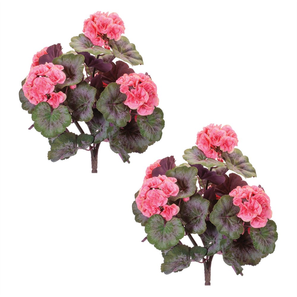 Set of Two 19" Pink And Green Artificial Flowering