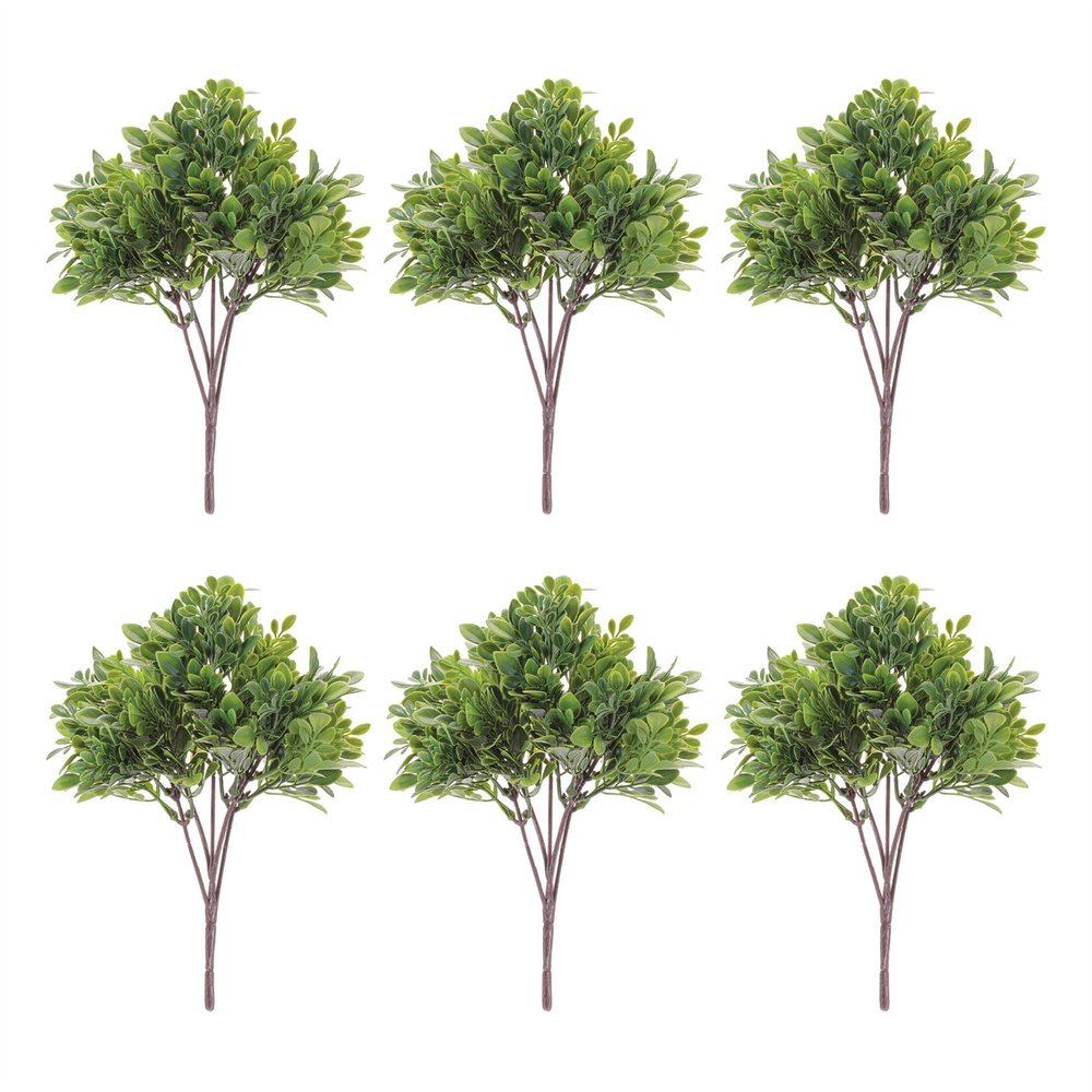Set of Six 12" Green And Brown Artificial Foliage