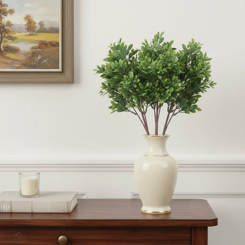 Set of Six 12" Green And Brown Artificial Foliage