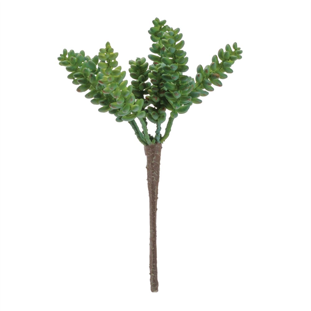 Set of Six 8" Green And Brown Artificial Succulent
