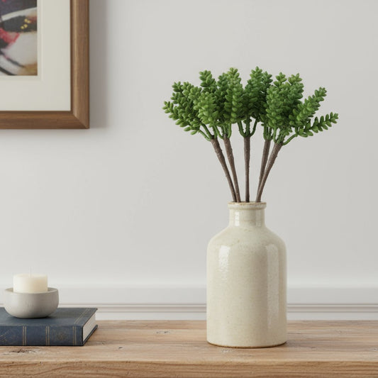 Set of Six 8" Green And Brown Artificial Succulent