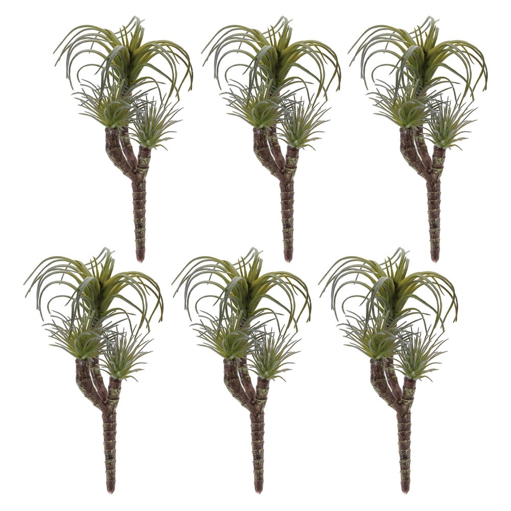 Set of Six 8" Green And Brown Artificial Succulent