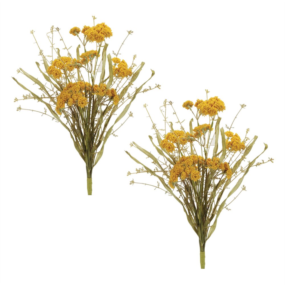 Set of Two 19" Yellow And Green Artificial Flowering