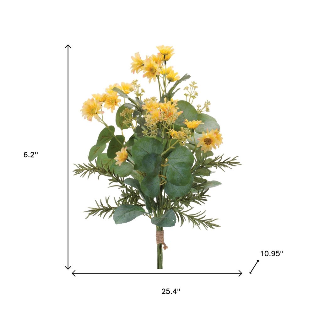 Set of Two 25" White Yellow And Green Artificial Flowering