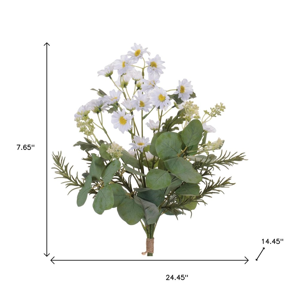 Set of Two 24" White Yellow And Green Artificial Flowering