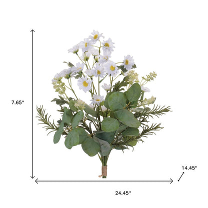 Set of Two 24" White Yellow And Green Artificial Flowering