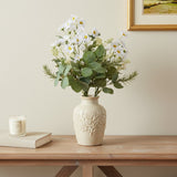 Set of Two 24" White Yellow And Green Artificial Flowering