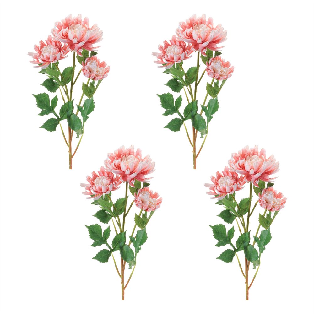 Set of Four 27" Pink White And Green Artificial Flowering