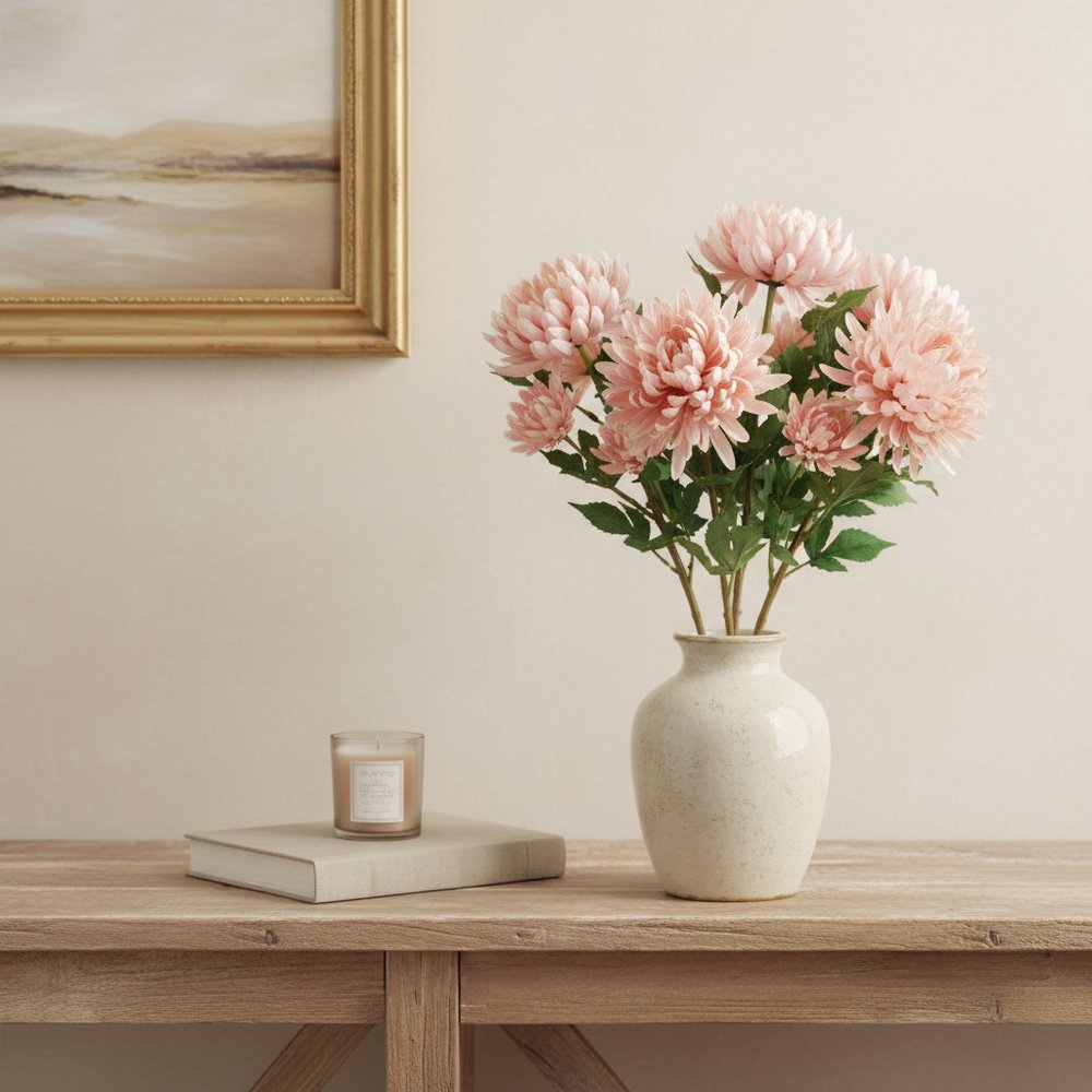 Set of Four 27" Blush White And Green Artificial Flowering