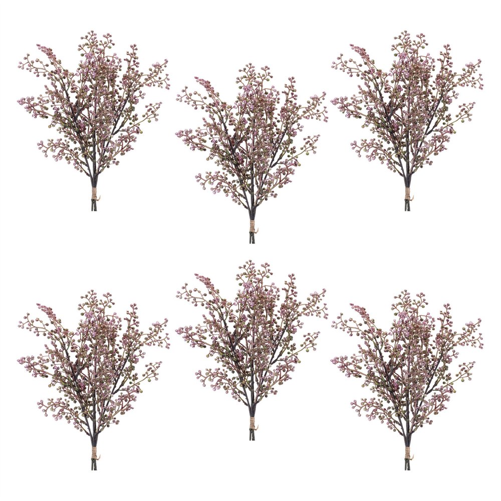 Set of Six 7" Purple And Green Artificial