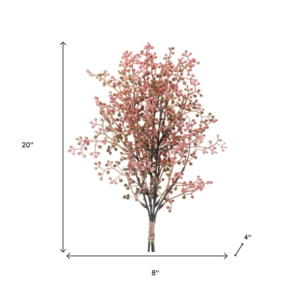 Set of Six 8" Pink And Green Artificial