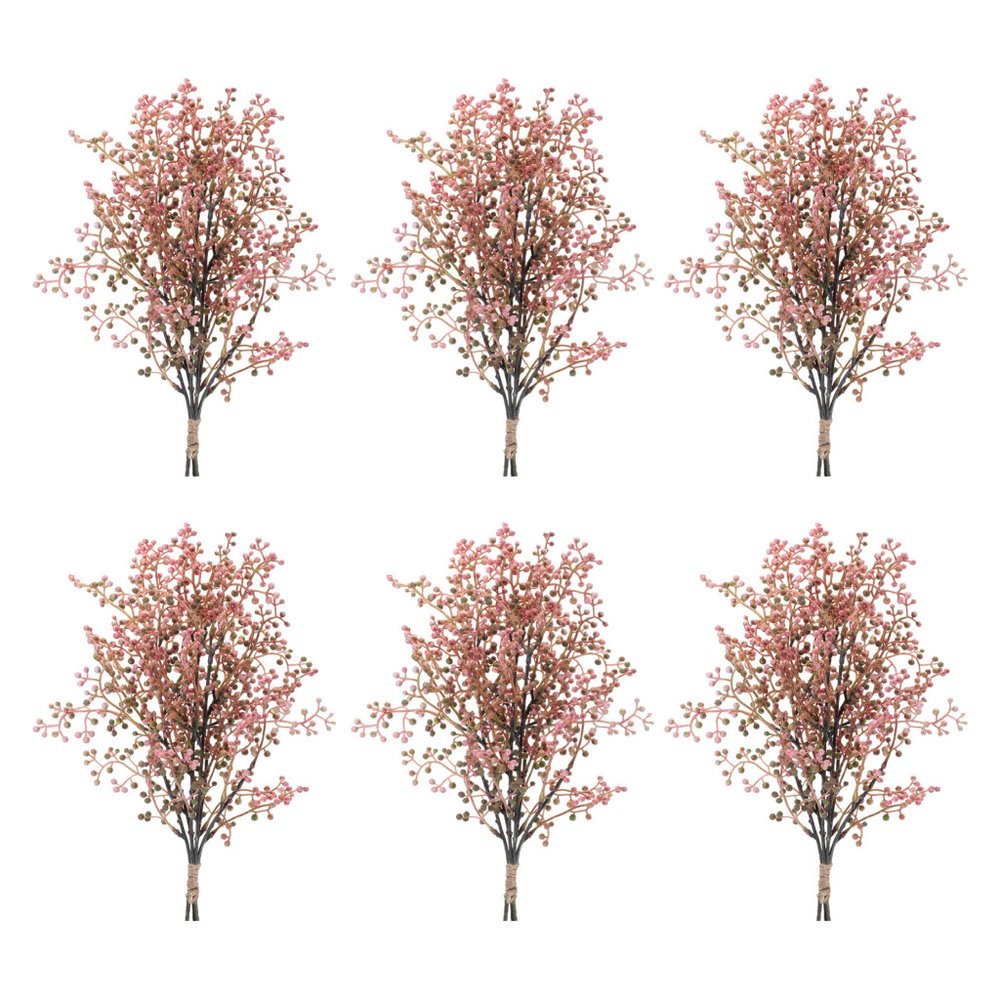 Set of Six 8" Pink And Green Artificial