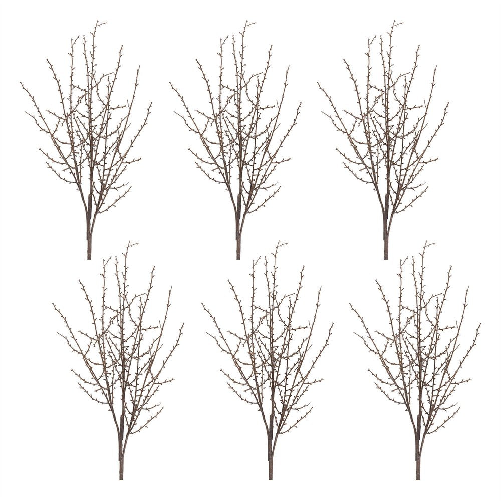 Set of Six 10" Brown And Gray Artificial Birch