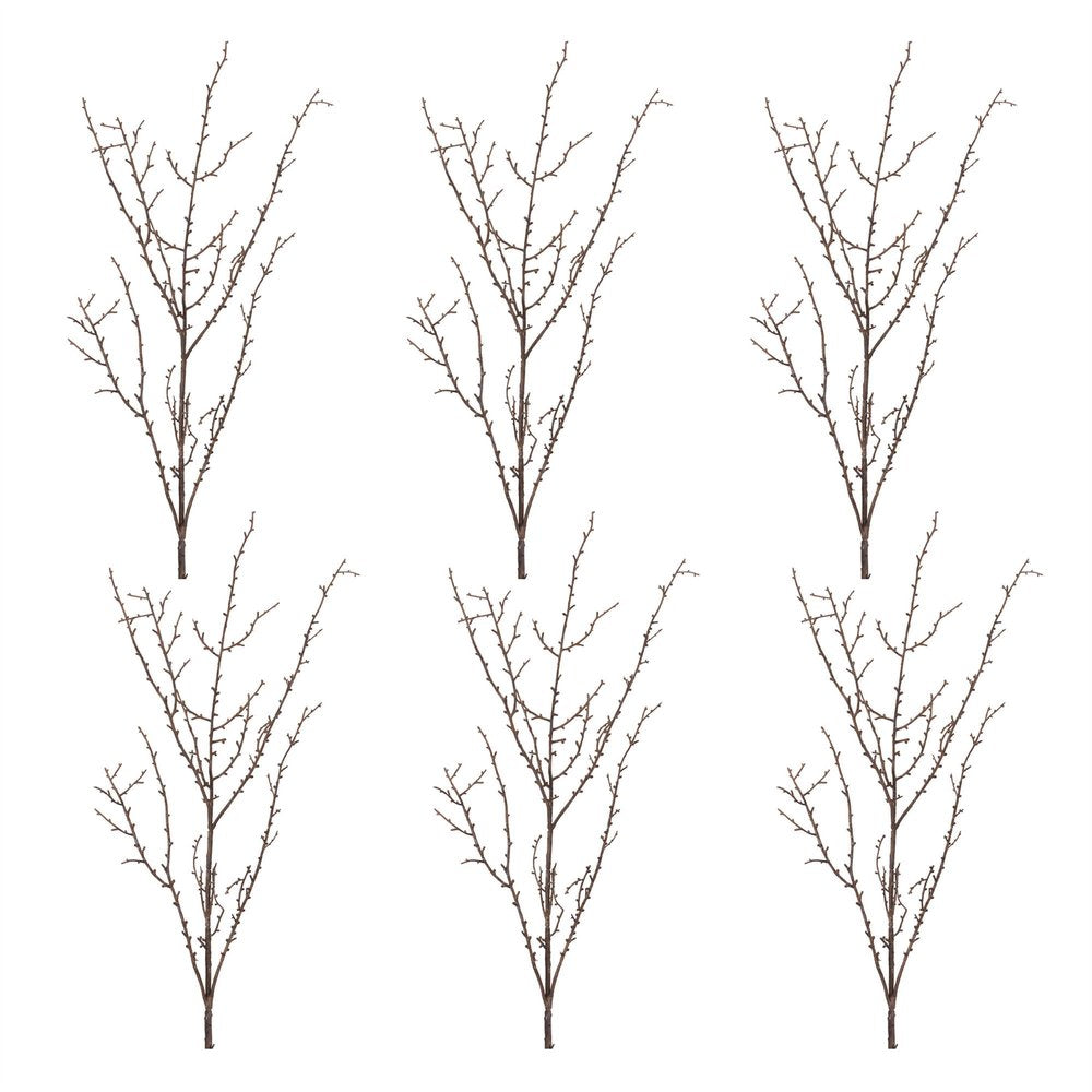 Set of Six 9" Brown And Gray Artificial Birch