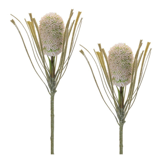 Set of Two 28" Green And White Artificial Flowering