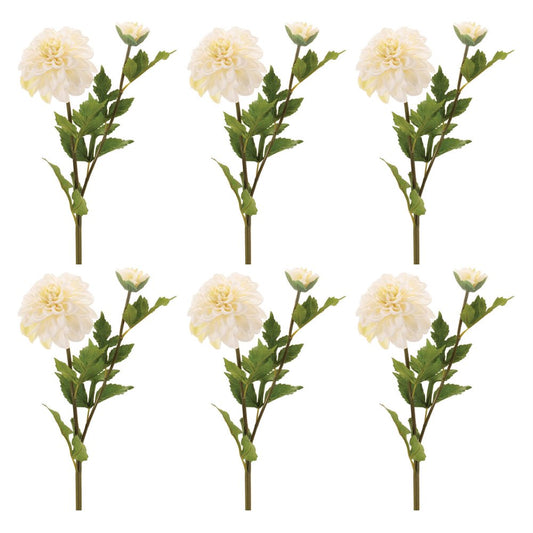 Set of Six 26" White Ivory And Green Artificial Flowering