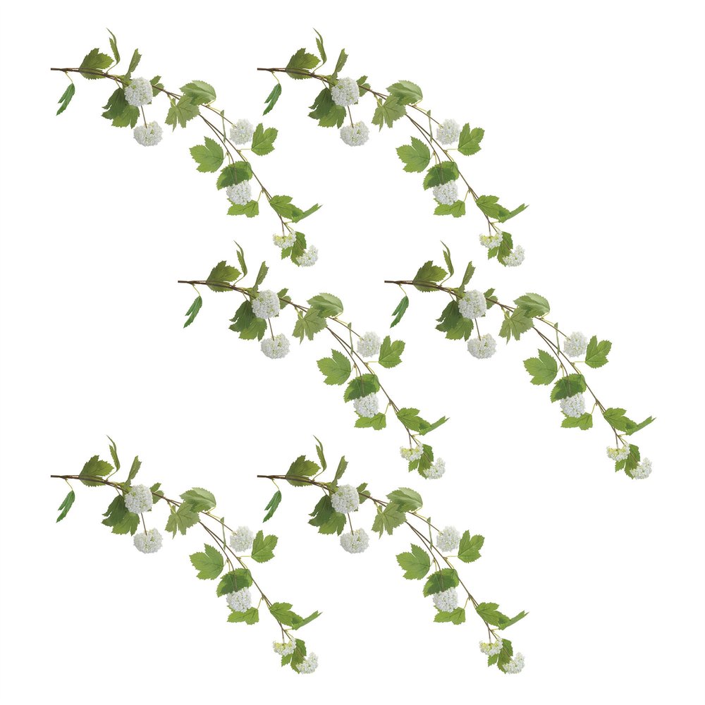 Set of Six 15" White Green And Brown Artificial Flowering