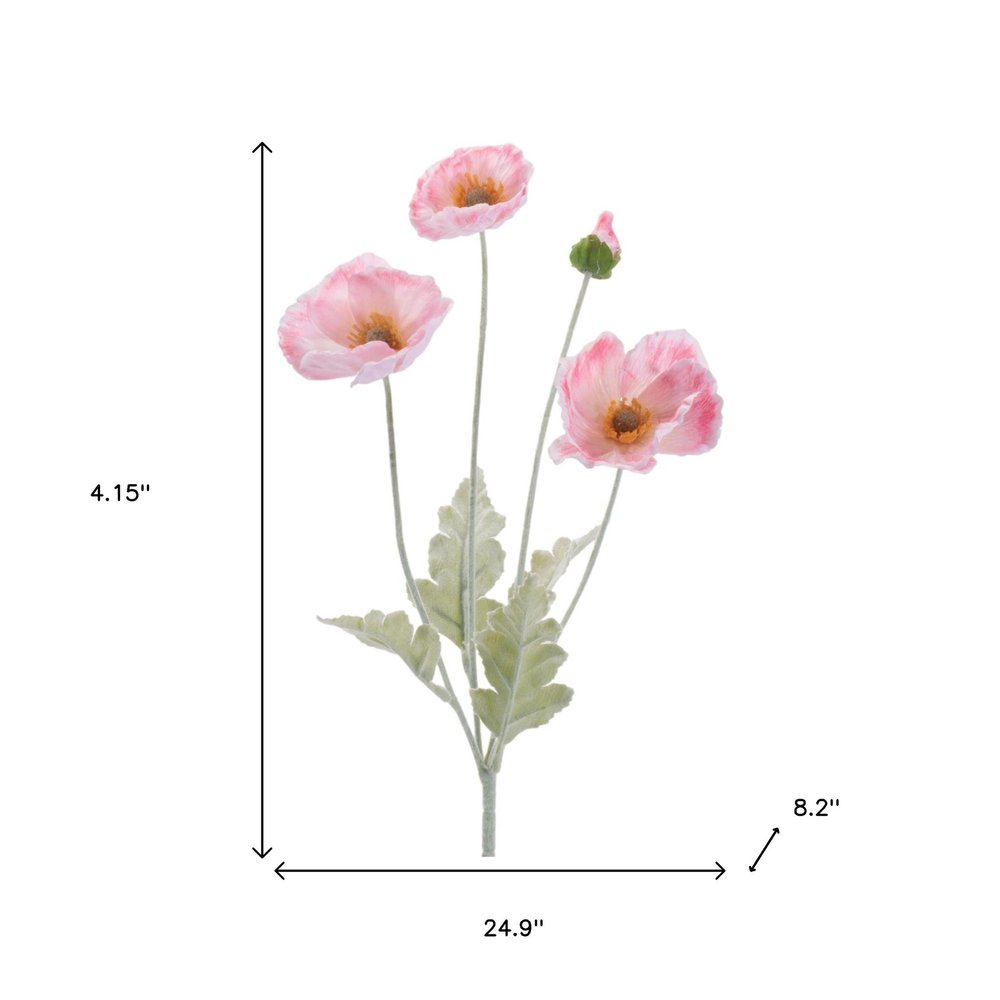 Set of Six 25" Pink And Green Artificial Flowering