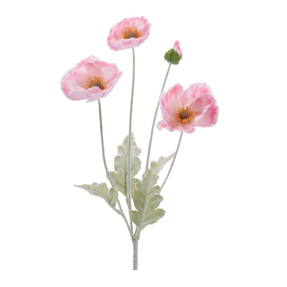 Set of Six 25" Pink And Green Artificial Flowering