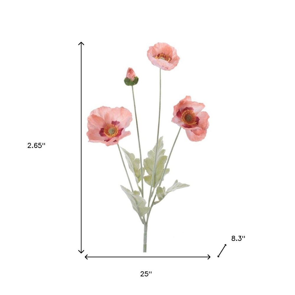 Set of Six 25" Pink And Green Artificial Flowering