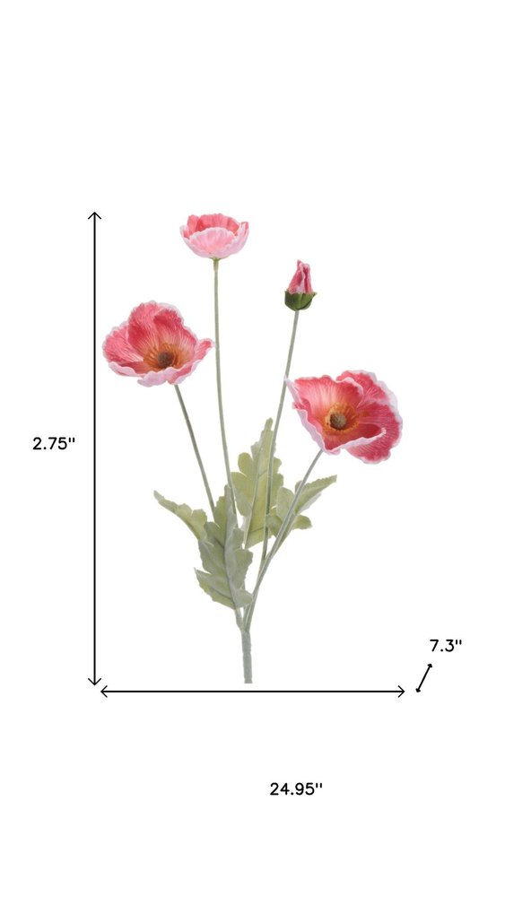 Set of Six 25" Red And Green Artificial Flowering