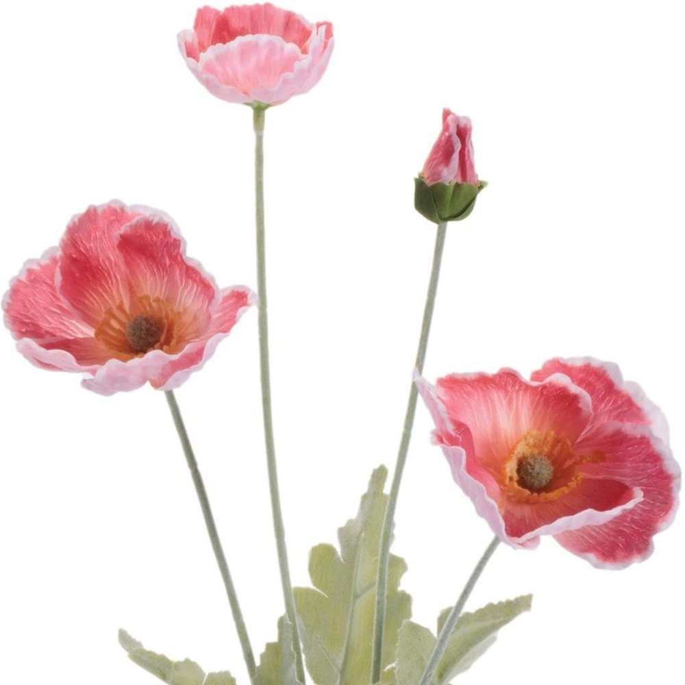 Set of Six 25" Red And Green Artificial Flowering