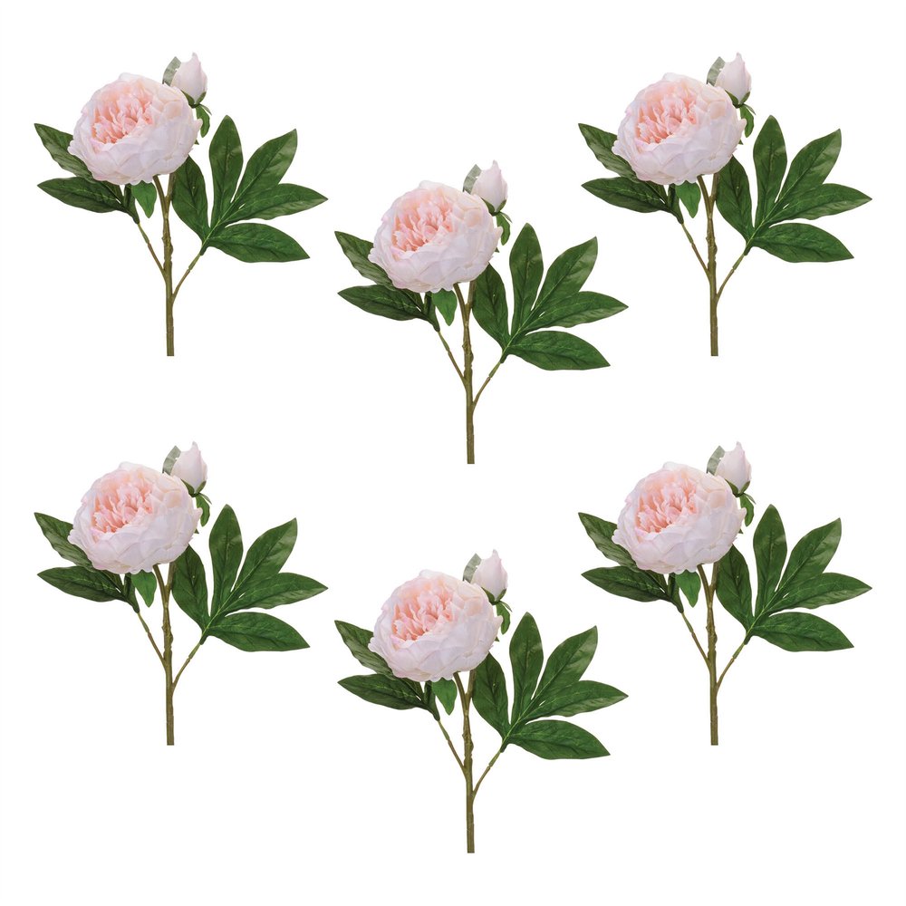 Set of Six 24" Pink White And Green Artificial Flowering
